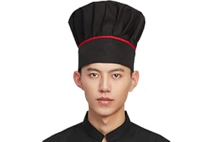 Hyzrz Chef Hat Adult Adjustable Elastic Baker Kitchen Cooking Chef Cap with Side Stripes