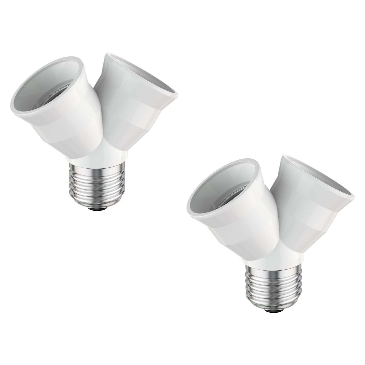 ledscom.de 2 Pieces E27 Base, 2-Way Splitter Adapter, White