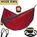 Wise Owl Outfitters Hammock for Camping Single & Double Hammocks Gear for The Outdoors Backpacking Survival or Travel - Portable Lightweight Parachute Nylon SO Red & Charcoal