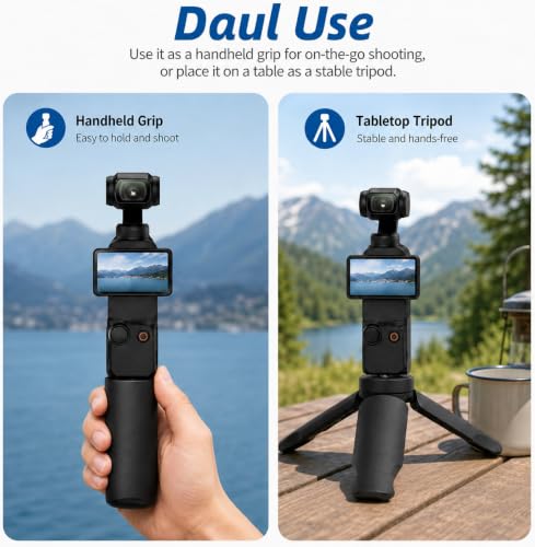 Mini Tripod with 1/4 Screw for DJI Osmo Pocket 4/3/4P, Mini Tripod Vlog Non-Slip Stabilizer Camera DSLR Desktop Compact Table Mount Tripod for GoPro Insta360 Action 6/5
