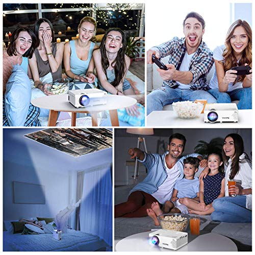 VicTsing Mini Projector with Tripod, 3500 Lux (50% Brighter) Wireless Projector, 1080P Supported Video Projector, HiFi Sound, Compatible with TV Stick, Laptop