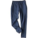 Tanming Linen Pants for Women Summer Casual High Waisted Drawstring White Beach Pant