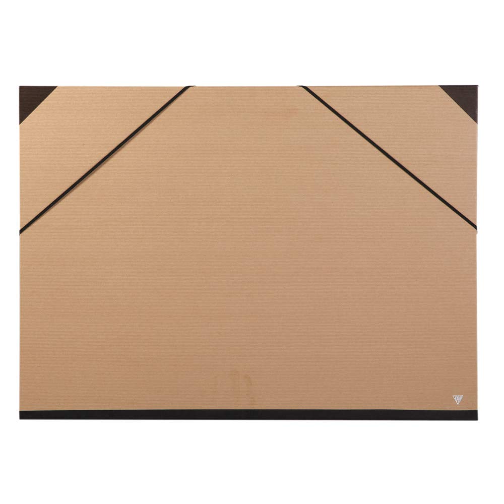Clairefontaine - Ref 44400C - Kraft Art Folder - 50 x 70cm Size, Elastic Straps Closure, White Paper Lining, Acid Free - Suitable for Transporting Artwork - Brown