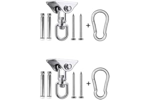 HOMPER Hammock Hanging Kit 2PCS, 1000 lb Capacity Heavy Duty 360° Rotate Swing Hooks forChair, Yoga, Outdoor Patio Porch