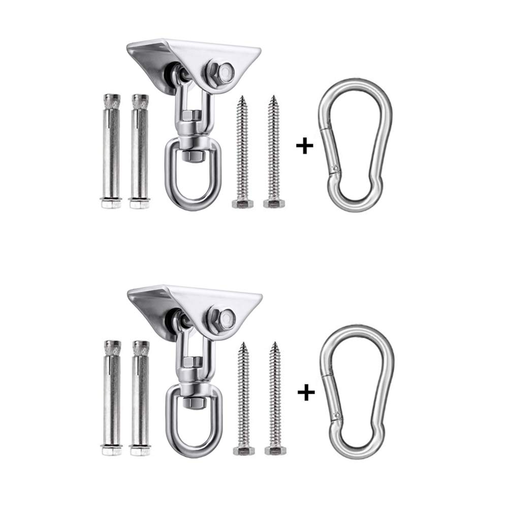 HOMPER 2PCS Heavy Duty Swing Hangers 450KG Capacity 304 Stainless Steel 360° Rotate Hanging Kit Suspension Hooks with Bolt for Concrete Wooden Sets Yoga Hammock Chair Sandbag Sets