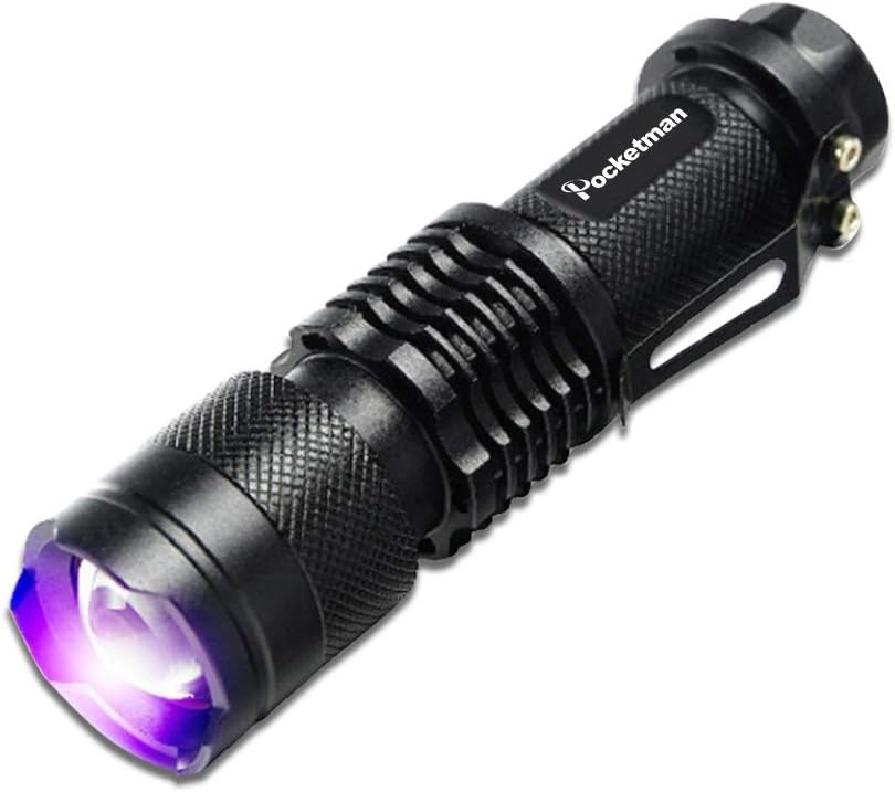 Pocketman SK68 One Mode 300LM Zoomable 396nm UV-Ultraviolet LED Black Flashlight for Detecting Pet Dog Stains Checking Passport Money,Cosmetic and More - Image 3
