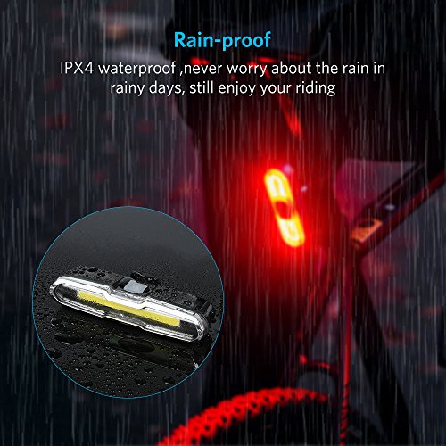 image for ThorFire Bike Light Red/White 5 Modes USB Rechargeable Bicycle Bike Ta