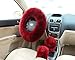 Auto Car Steering Wheel Covers with Soft Fluffy Plush Australian Wool Handbrake Cover & Gear Shift Cover 3pcs in 1 Set (Red Wine Color)