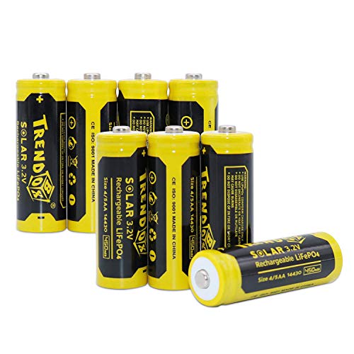 trendbox 14430 3.2v 450mah batería lifepo4 baterías solares recargables para luz de jardín al aire libre paquete de 8