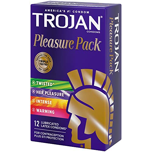 TROJAN PLEASURE VARIETY PACK LUBRICATED CONDOMS – 12 COUNT