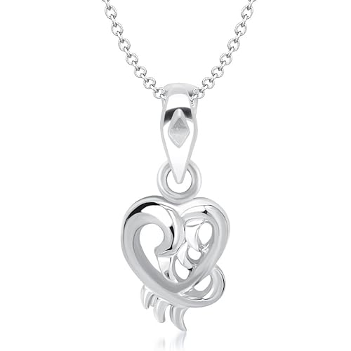 VK Jewels Angelic Heart Shape Rhodium plated Pendant - P1296R [VKP1296R]