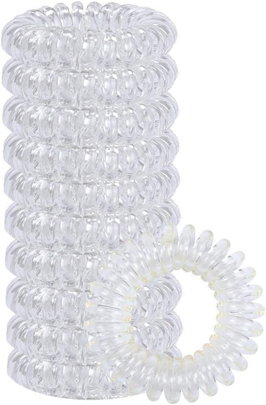 20pcs Transparent Spiral Hair Ties No Crease Hair Coils Elastic Ponytail Holders Spiral Phone Cord Hair Ties Hair Bands Hair Accessory for Women Girls