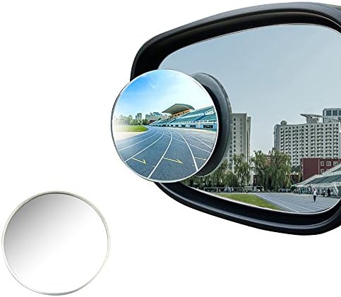 2 Pack Blind Spot Mirror Large 4 inch Frameless Stick On Round Car Rear View Convex Mirror HD Glass Aluminum Shell Auto Side View Adhesive Mirror for Car Truck SUV (95mm)