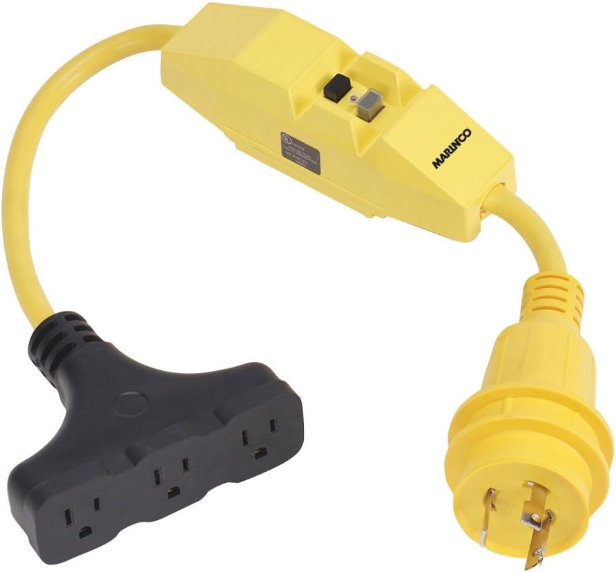 Marinco Dockside 30A to 15A Adapter with GFCI 30A Locking Plug to 15A Connector