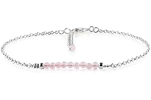 InfinityGemsArt Rose Quartz Gemstone Ankle Bracelet for Women Jewelry, Natural Birthstone, Gemstone Beads, Handmade Dainty An