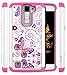 LG K8 Case, LG Escape 3 Case, LG Phoenix 2 Case, Style4U Butterfly Studded Rhinestone Crystal Bling Hybrid Armor Case Cover for LG K8/LG Escape 3/LG Phoenix 2 with 1 Style4U Stylus [White/Hot Pink]