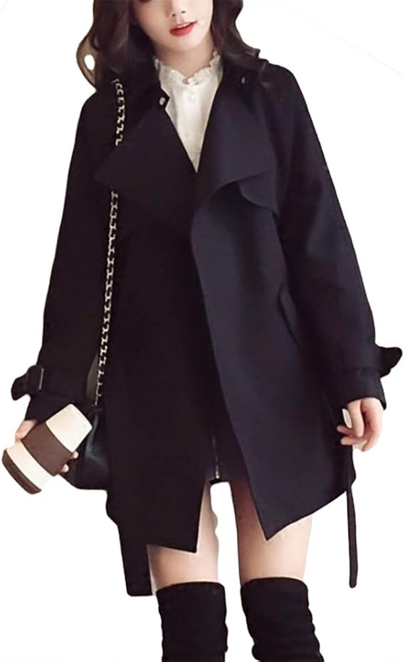 Amazon Yiyangトレンチコート レディース ロング コート 長袖 ゆったり アウター カジュアル 無地ベルト付き おしゃれ スプリング コート 春 ファッション 着痩せ コート ジャケット 通販