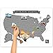 Scratch Off USA Map - United States Travel Road Trip Tracker Frameable Premium 28x22 Poster - Custom Illustrated States-Silver-See Many Places