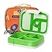 Kids Bento Lunch Box Set in Green w/Trucks Design Lunch Bag, 5 Compartment Bento Box for Kids, Divided Lunch Containers, Easy Open Lunch Containers for Kids, School Lunchbox for Boys and Girls