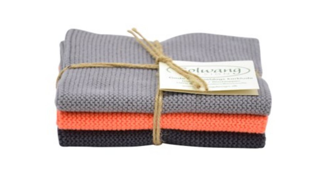 Solwang Combined Knitted 861587 Warm Grey/Coral Cotton Wipes Cleaning Stainless Steel