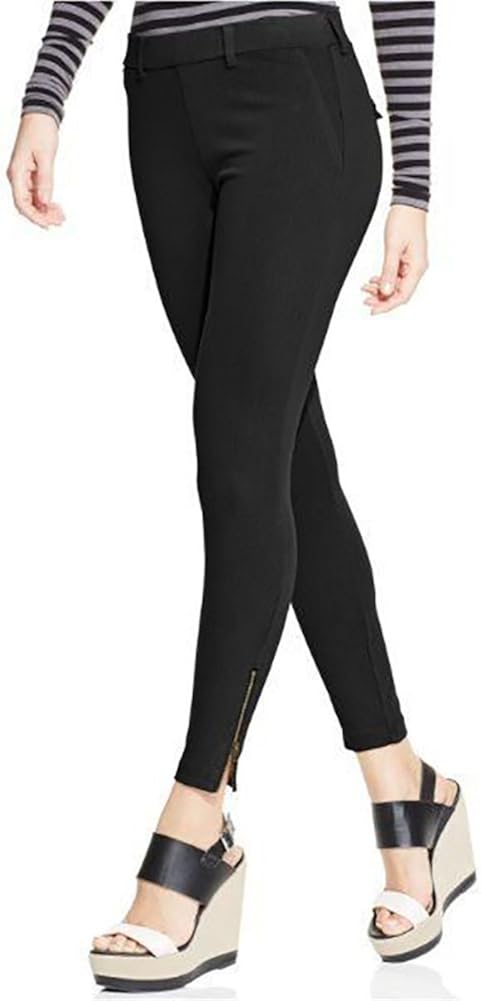HUE Womens Zippered Ankle Skimmer Leggings Black Small at Amazon Womenâs Clothing store