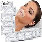 Set Kit of 10pcs Transparent Collagen Gel Crystal Masks Lips Patches Clear Mouth Sheets for Anti Aging Treatments, Fine Lines and Wrinkles Removal, Hydration, Nourishing and Skin Firming