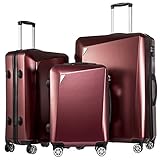 Coolife Luggage 3 Piece Sets PC+ABS Spinner Suitcase 20 inch 24 inch 28 inch