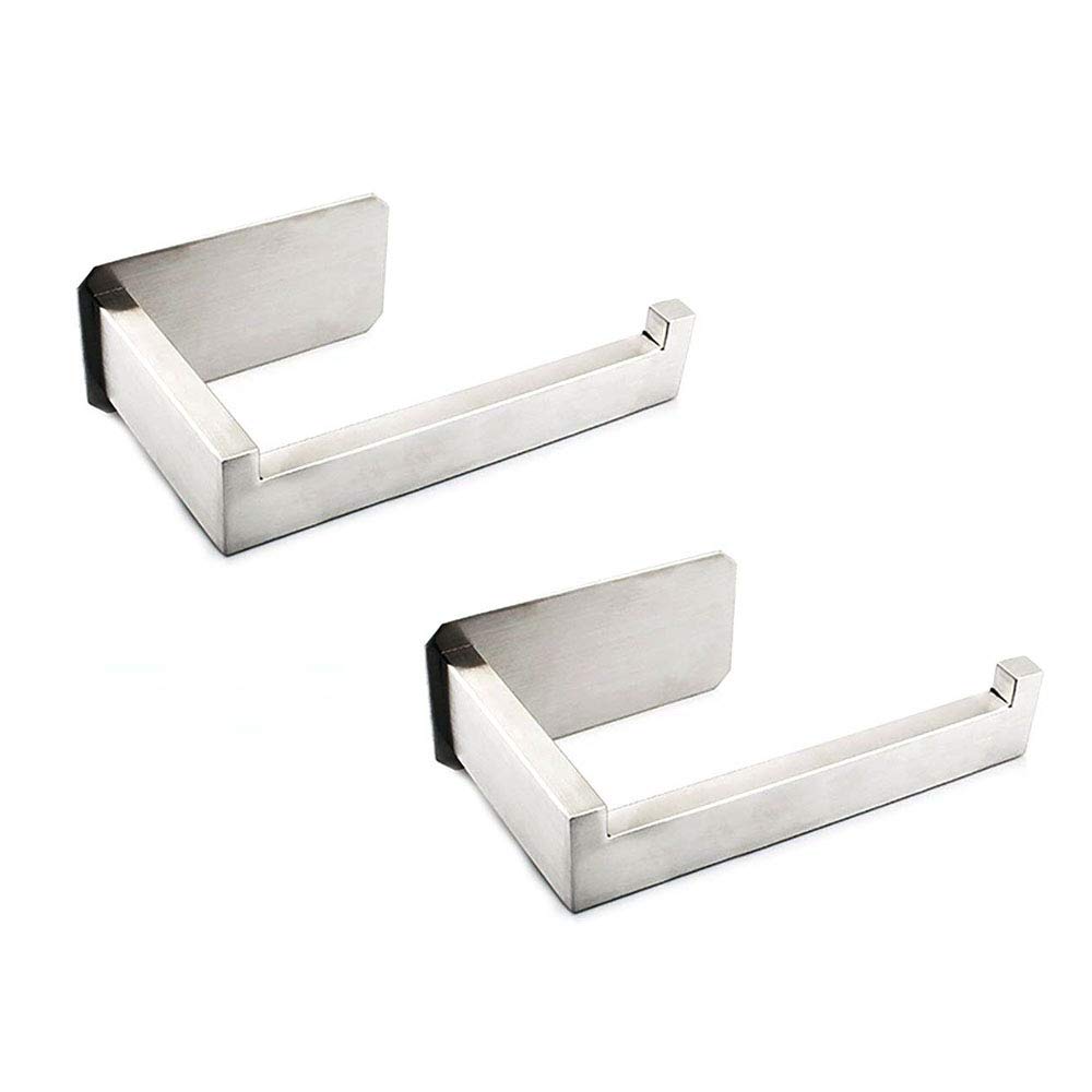 Set of 2 NUZAMAS Self Adhesive Toilet Paper Holder, Stainless Steel Wall Mount Drill Free, Toilet Roll Holder, Towel Hanger for Bathroom Kitchen Home