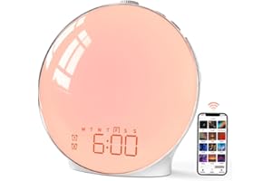MOMILLA Sunrise Alarm Clock, Smart APP Control, Wake-up Light Compatible with Alexa, FM Radio, Sunset Night Light, White Noise Sound Machine for Bedrooms, Dual Alarms for Heavy Sleepers, Kids Adults