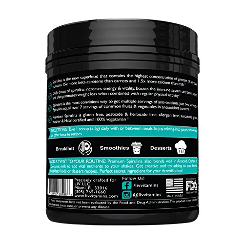 image for LIV Longevity Superfood California Premium Spirulina for Smoothies and