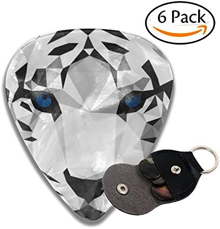FasonKing PERFECT GIFT - Poly White Tiger Guitar Picks 6 Pack Heavy, Thin, Medium Gauges Celluloid Guitar Pick