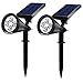{New Version 2 Modes} 200 Lumens Solar Wall Lights/In-ground Lights, 180°Angle Adjustable and Waterproof 4 LED Solar Outdoor Lighting, Spotlights, Security Lighting, Path Lights (TD-604, 2 Pack)