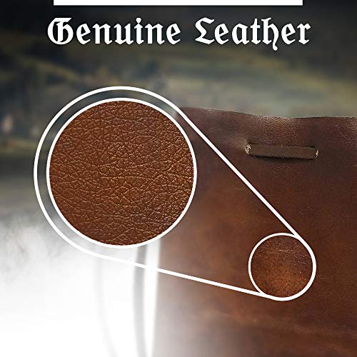 Leather Drawstring Pouch, Coin Bag, Medicine Tobacco Pouch Medieval Reenactment Made in U.S.A. by Nabob Leather (Medium 5 ¾" L x 4 ¼" W - Black)
