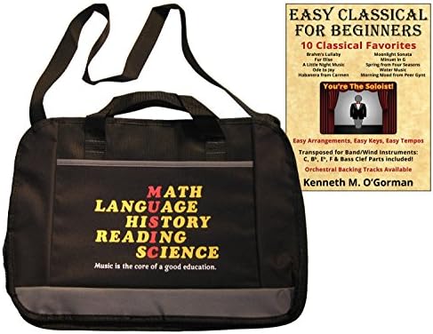Music Is The Core of a Good Education Tote Bag with Classical Music Book 2 Item Bundle