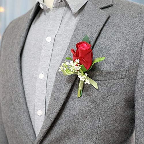 Groom Boutonniere Man Buttonholes Boutineers for Wedding Corsage Pins Wrist Corsage and Boutonniere Set for Prom Groom Bride Groomsman Best Man Boutonniere for Men Wedding Prom,Party,Homecoming