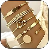 Dtexhif 5Pcs Gold Bangle Bracelets for Women Stackable Bangle Cuff Bracelets Gold Knot Twist Bracelets Boho Gold Bangle Set Multi-layered Gold Cuff Bracelet Minimalist Jewelry