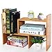 VSADEY Desk Storage Organizer Bamboo Adjustable Desktop Organizer Display Shelf Rack Bookshelf, Office Supplies Desk Organizer, Natural Wood