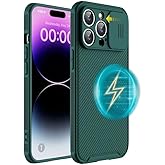 Hitaoyou iPhone 13 Pro Max Magsafe Case with Slide Lens Cover, Slim Magnetic Case for iPhone 13 Pro 6.7" Green