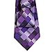 Secdtie Men's Classic Checks Purple Grey Jacquard Woven Silk Tie Necktie