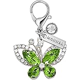 MONNEL MC601 Little Crystal Butterfly Lobster Clasp 3D Charm for Women with Velvet Bag (Green,1 Piece)