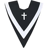 BLESSUME Unisex Church V Shape Choir Stole Collar with Cross