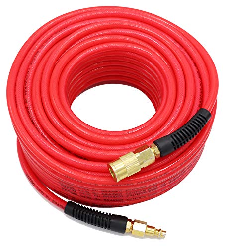 Z-Flex 1/4" X 100ft Polyurethane Air Hose - 300 PSI With Ball Swivel Coupler & Safety Plug (Transparent Green)