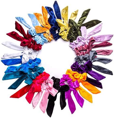 Xieda 18 Pieces Velvet Hair Scrunchies Bowknot Elastics Hair Scrunchy Hair Rope Ties Ponytail Holder Accessories for Women Girls