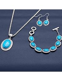 Edary - Juego de collar bohemio de turquesa para mujeres y niñas