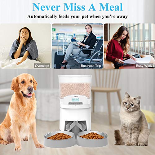 WellToBe 7L Automatic Cat Feeder for Two Animals,Pet Feeder Dog Food