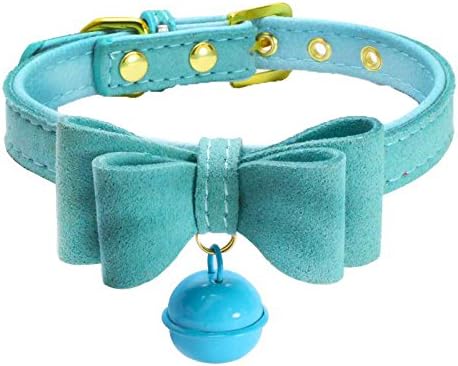succeedtop Designer Dog Collar, Cute Adjustable Leather with Bell Pet Puppy Dog Collar Neck Strap Perfect for Daily Training Walking Running Kitten Small Dogs Girl, Teacup Puppy Clothes Costume