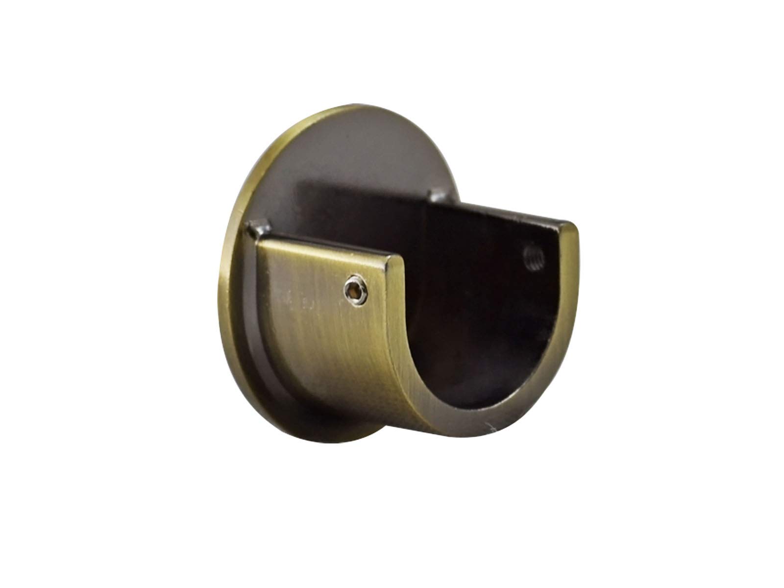 Your Home Online Metal 19mm & 28mm Curtain Pole Recess Wall Bracket Black Chrome Brass Copper (Antique Brass, 19mm Quantity 2)