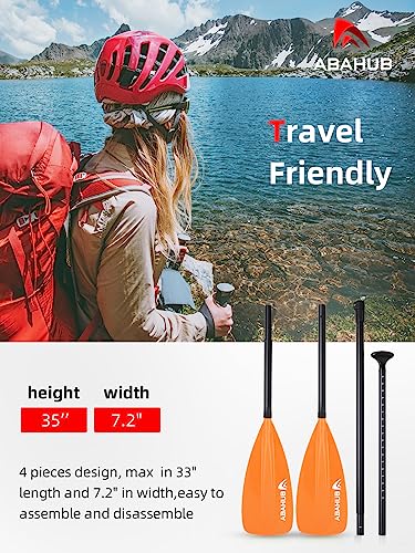 Abahub 2 in 1 Sup Kajak Paddel Aluminium Einstellbares Stand Up Paddle für Paddleboard, Aluminiumlegierung PU-beschichtete Schaft Kunststoff Nylon Klinge