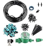 Yescom 82 ft DIY Micro Drip Irrigation System Kit with Timer Dripper Automatic Watering 1/4" Distribution Tubing