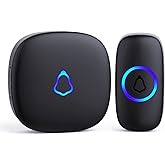 SECRUI Wireless Doorbell, Easy installation, Waterproof, Adjustable Volume, 58 Chimes, Colorful LED, 1000Ft Range, M520+F55, Black